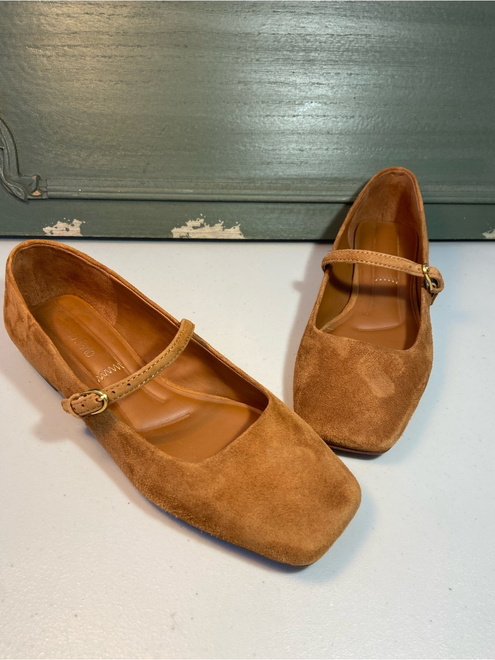 FRANCO SARTO Women’s Suede Mary Jane Flats in Brown SZ 6